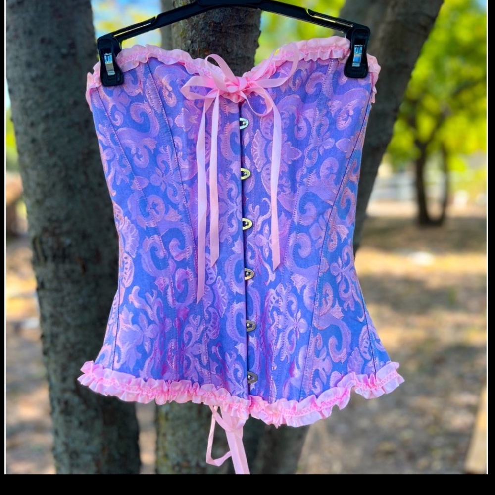 Pink and Purple Lace-Up Corset